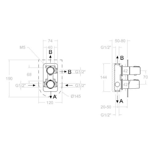 Mitigeur bain-douche à encastrer 3 voies TZAR 341503S - RAMON SOLER - 34C302525 pas cher Secondaire 1 L