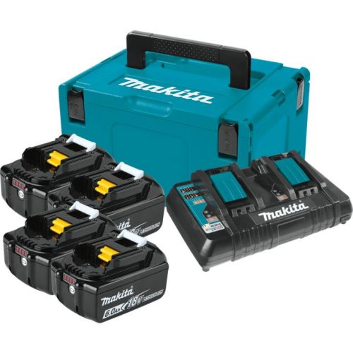 Pack Energie 4 batteries 18 V 6 Ah BL1860B + chargeur double DC18RD en coffret MAKPAC III MAKITA 198091-4 photo du produit Secondaire 5 L