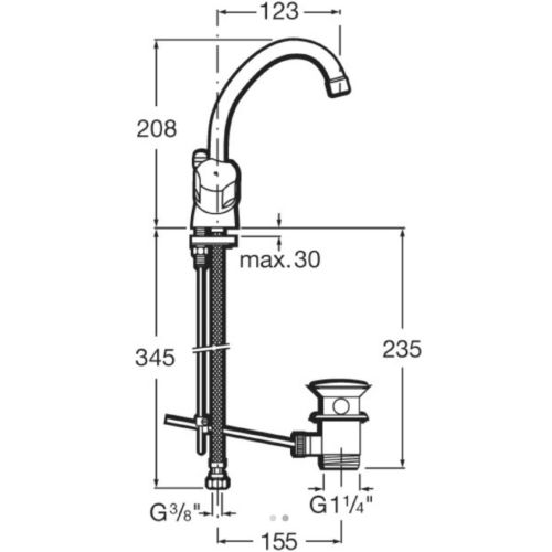M&eacute;langeur de lavabo bec pivotant NIAGARA Plus monotrou - ROCA - A5A3669C00 pas cher Secondaire 1 L