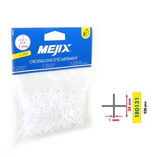 Croisillons d'écartement 1mm x 250 pcs MEJIX 180121 photo du produit