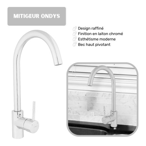 Mitigeur d'évier Ondys bec haut - GARIS - R01-49040OD pas cher Secondaire 11 L