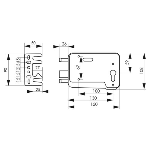Boitier pour serrure de porte garage cylindre profil&eacute; FTH THIRARD 00000069 photo du produit Secondaire 1 L