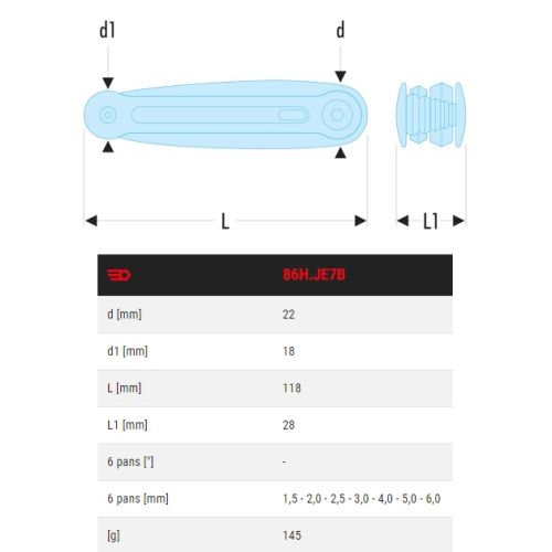 Jeu de 7 clés mâles 6 pans sur monture Facom 86H.JE7B photo du produit Secondaire 1 L