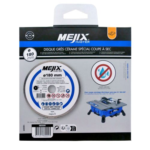Disque diamanté grès cérame pour coupe carrelage CCE 180-ASP MEJIX 180009 photo du produit Secondaire 1 L