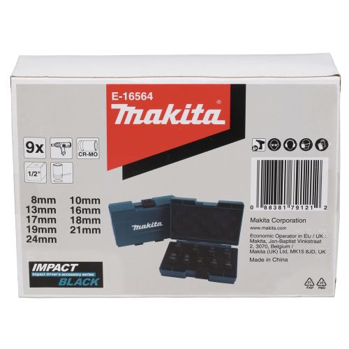 Coffret 9 douilles 1/2'' Impact Black MAKITA E-16564 photo du produit Secondaire 4 L