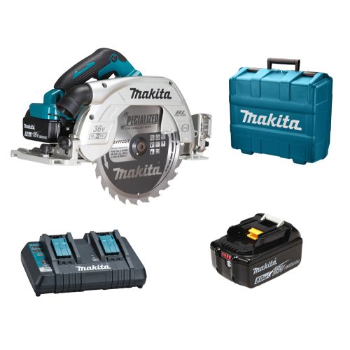 Scie circulaire 2 x 18 V LXT + batterie 5 Ah + chargeur + coffret MAKITA DHS900PT2 photo du produit