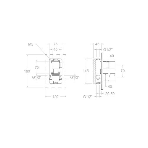 Mitigeur bain-douche à encastrer KUATRO 471502S 2 voies à inverseur automatique chromé - RAMON SOLER - 47C300646 pas cher Secondaire 1 L