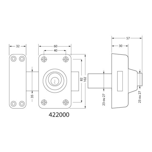 Verrou double entrée 4000S Omega cylindre de 45mm MGX2 - JPM - 422000-51-0AX2 pas cher Secondaire 1 L