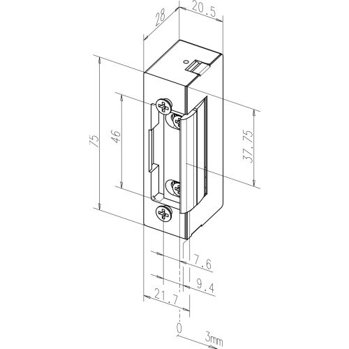 Gâche électrique 10/24V à émission avec décondamnation manuelle EFF-EFF SPE71E photo du produit Secondaire 1 L