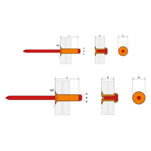 Rivet standard aluminium - acier tête fraisée 120° 4 x 16 mm 250 pièces SCELL-IT ASK4016 photo du produit Secondaire 2 L