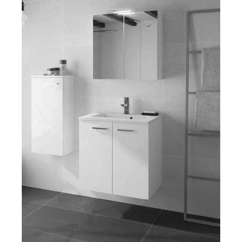 Meuble sous vasque ANGELO L60 blanc brillant 2 portes - NEOVA - A2344186 pas cher