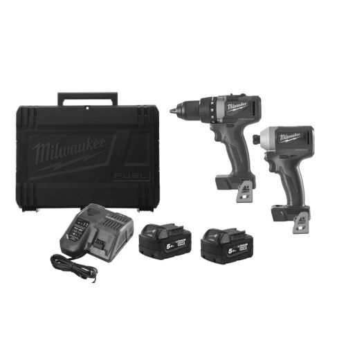 Pack de 2 outils 18V M18 BLPP2B2-502X + 2 batteries 5Ah + chargeur en coffret HD-BOX - MILWAUKEE TOOL - 4933464594 pas cher