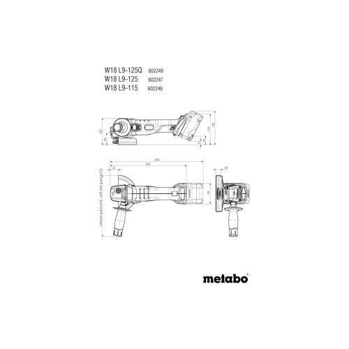 Meuleuse d'angle 18V W 18 L 9-125 Quick (sans batterie ni chargeur) + coffret METABOX - METABO - 602249840 pas cher Secondaire 3 L