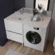 Ensemble meuble de salle de bain IDEA avec emplacement lave-linge plan vasque déportée à gauche 124cm blanc - CUISIBANE - IDM00_124GBL_F pas cher Secondaire 1 S