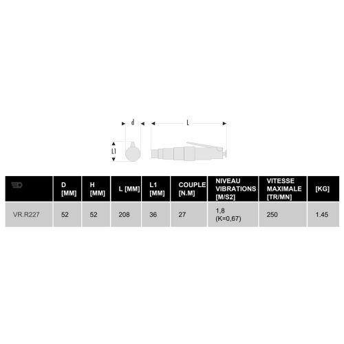 Mini-cliquet pneumatique 1/4'' - FACOM - VR.R227 pas cher Secondaire 1 L