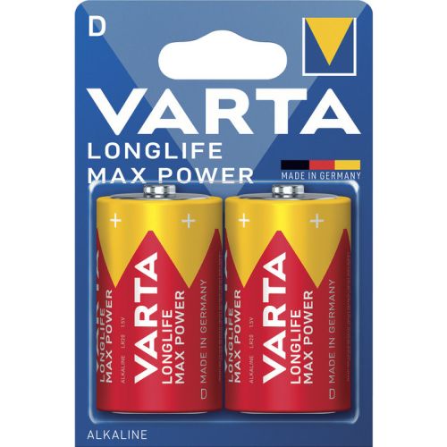 Blister de 2 piles LONGLIFE Max Power LR20 D 1,5V - VARTA - 4714110401 pas cher