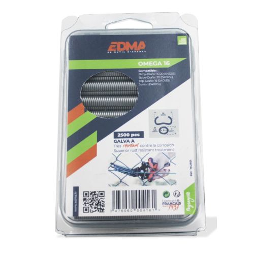 Agrafes OMEGA 16 galvanis&eacute;e A 2500 pi&egrave;ces - EDMA - 041601 pas cher Secondaire 2 L