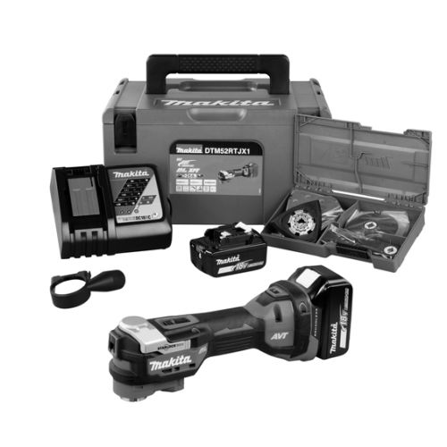 Découpeur-ponceur 18V + 2 batteries 5.0 Ah + chargeur + MAKPAC + accessoires - MAKITA - DTM52RTJX1 pas cher