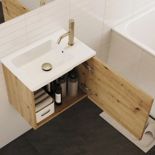 Meuble lave-mains POLA 50 x 33cm sans miroir roble &ndash; COSYNEO - OPALPOLA50ROBNUD pas cher Secondaire 1 L