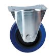 Roulette D100mm caoutchouc bleu platine fixe - AVL - 527822O pas cher