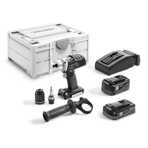 Perceuse-visseuse sans fil QUADRIVE DRC 18/4 + 2 batteries (1x4Ah + 1x5,2Ah) + chargeur + coffret SYSTAINER - FESTOOL - 576459 pas cher