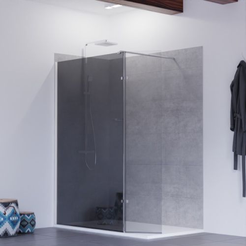 Paroi de douche miroir effet fumé SILVER 120cm retour 40cm - CUISIBANE - PC-I10SIL_120+40H pas cher