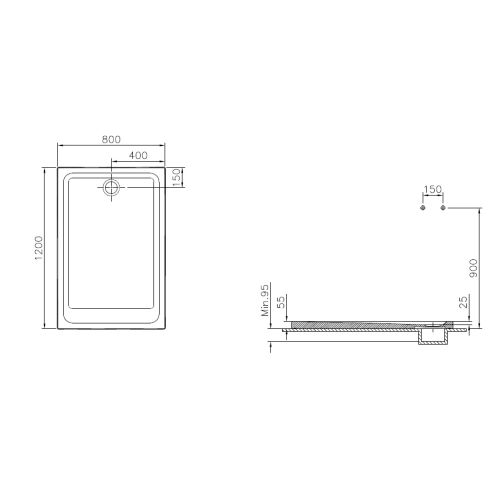 Receveur de douche ARKITEKT 120x80cm B90 antidérapant - VITRA - 5809L003M0578 pas cher Secondaire 1 L