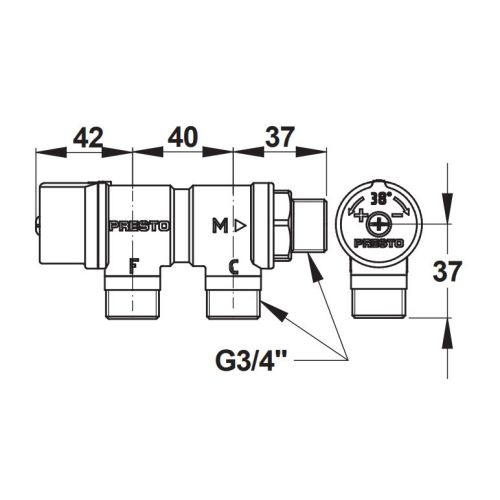 Régulateur thermostatique à entrée parallèles 3/4'' PRESTO 29007 photo du produit Secondaire 1 L