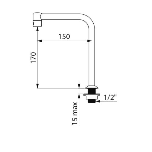 Bec tube fixe pour robinet de lavabo DELABIE 204001 photo du produit Secondaire 1 L