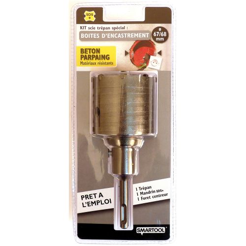 Kit trépan béton diamètre 68 mm + mandrin + foret SDS centreur SMARTOOL TECHNIC 983072 photo du produit Principale L