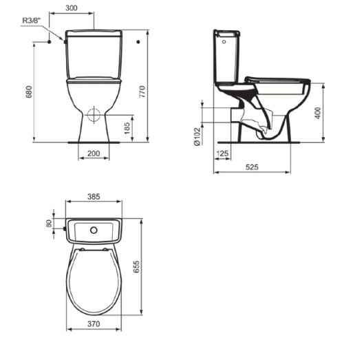 Pack WC NOE mécanique finition blanc brillant sortie horizontale PORCHER P114601 photo du produit Secondaire 1 L