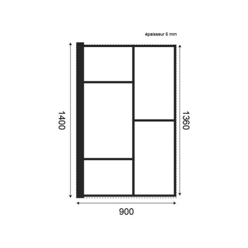 Pare-baignoire pivotante ATELIA 90cm noir mat en verre trempé sérigraphié style verrière - CUISIBANE - PC-ATE-PB6-90NM pas cher Secondaire 1 L