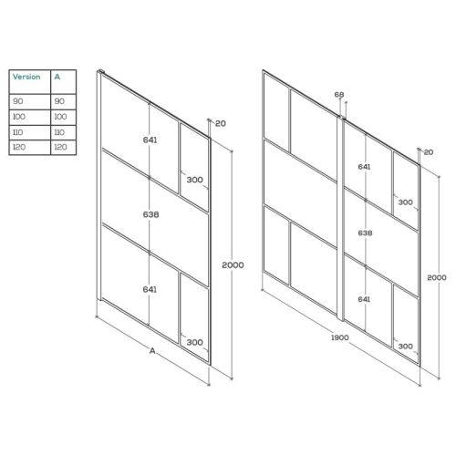 Parois de douche ATELIA 190cm noir mat barre horizontale/barfix - CUISIBANE - PC-I8ATE_190HBNM pas cher Secondaire 1 L