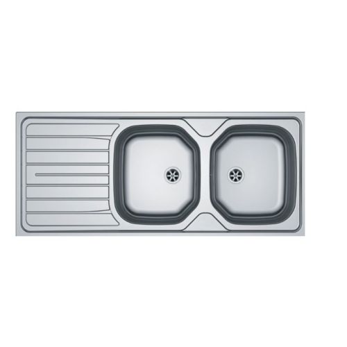 Evier RENOVA inox &agrave; encastrer 2 cuves avec &eacute;gouttoir 116x50cm - FRANKE - 898311 pas cher