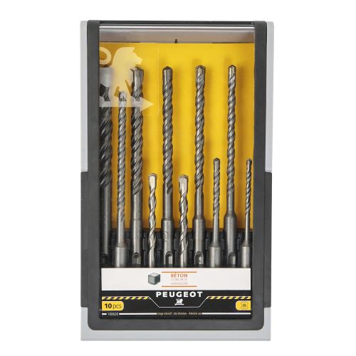 Coffret de 10 forets béton SDS-Plus usage intensif PEUGEOT OUTIILLAGE 190626 photo du produit Secondaire 2 L