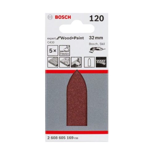 Pack de 5 feuilles abrasives C430 Expert for Wood and Paint - BOSCH - 2608605169 pas cher Secondaire 1 L