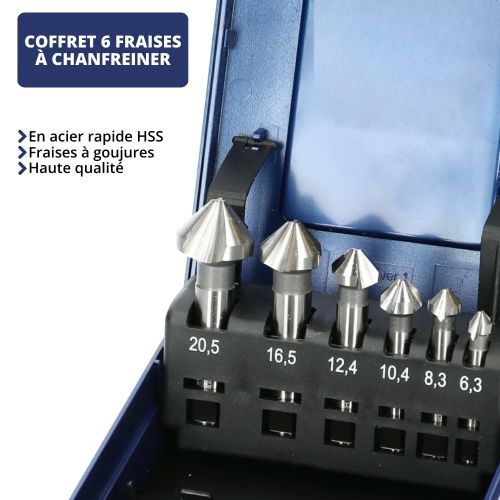 Coffret de 6 fraises à chanfreiner HSS - HANGER - 154901 pas cher Secondaire 3 L