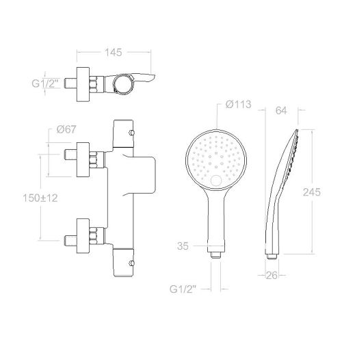 Mitigeur bain-douche thermostatique avec ensemble TZAR Ramon Soler 343901TR - RAMON SOLER - 34C302464 pas cher Secondaire 1 L