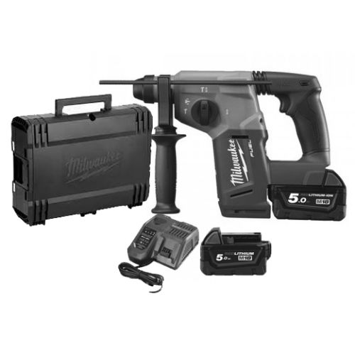 Perforateur SDS Plus 18V M18 CH-502C 2,5J + 2 batteries 5Ah + chargeur + coffret standard - MILWAUKEE TOOL - 4933451518 pas cher