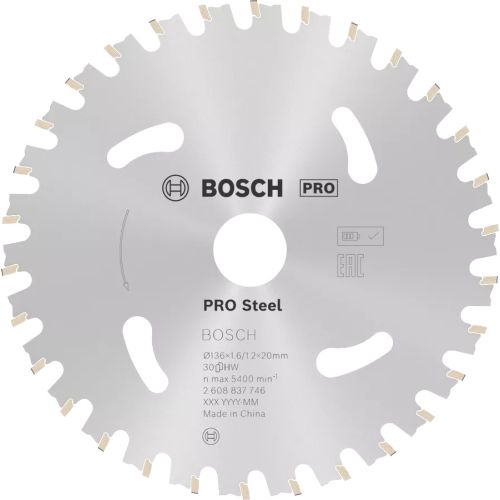 Lame de scie circulaire Standard for Steel 136 x 20 x 1,6 mm pour scies sans fil BOSCH 2608837746 photo du produit
