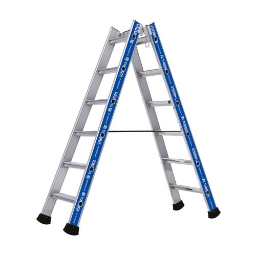 Echelle double &eacute;vas&eacute;e aluminium 2 x 6 marches TUBESCA-COMABI 2255006 photo du produit
