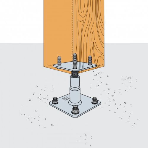 Pied de poteau réglable platine 130x130mm hauteur 100 à 150mm - SIMPSON - APB100/150 pas cher Secondaire 1 L