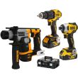 Pack de 3 outils 18V Powerstack (DCD709/DCF809/DCH172) + 2 batteries 4Ah + chargeur en coffret T-STAK DEWALT photo du produit