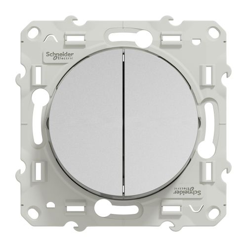 Interrupteur double va-et-vient ODACE 10 A &agrave; vis aluminium - SCHNEIDER ELECTRIC - S536214 pas cher