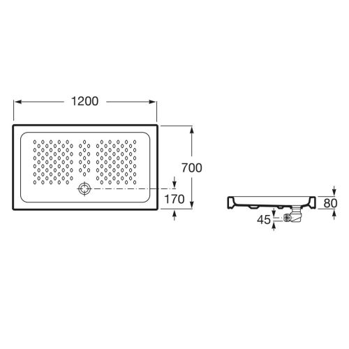 Receveur de douche ITALIA 120x70x8cm céramique blanc - ROCA - A3740HR000 pas cher Secondaire 1 L