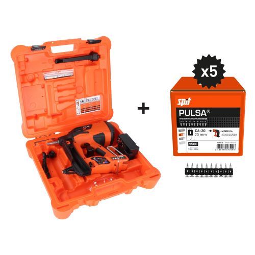 Cloueur PULSA 27E PACK +2500 clous C6-20 + 1 batterie 2,5 Ah + 1 chargeur en coffret SPIT 019484 photo du produit Principale L