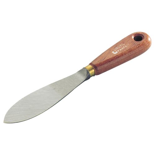 Couteau à mastiquer feuille de laurier acier manche bois exotique lustré - L'OUTIL PARFAIT - 486000 pas cher