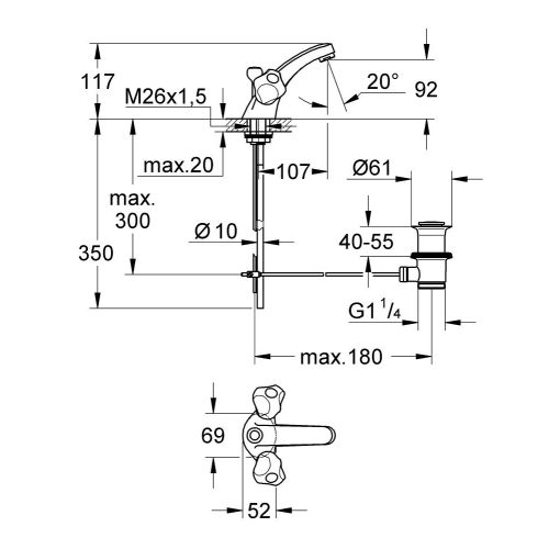 Mélangeur monotrou ATLANTA pour bidet et lave-mains - GROHE - 21233-000 pas cher Secondaire 1 L