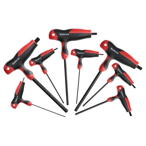 Jeu de 8 cl&eacute;s m&acirc;les emmanch&eacute;es en T 6 pans HANGER 250190 photo du produit