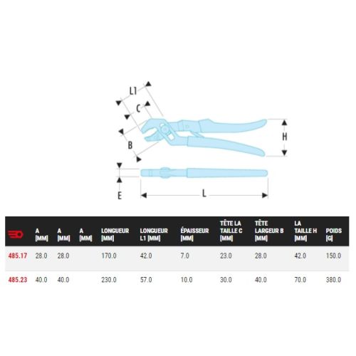 Pince multiprise automatique capacité 45mm longueur 230mm - FACOM - 485.23 pas cher Secondaire 1 L